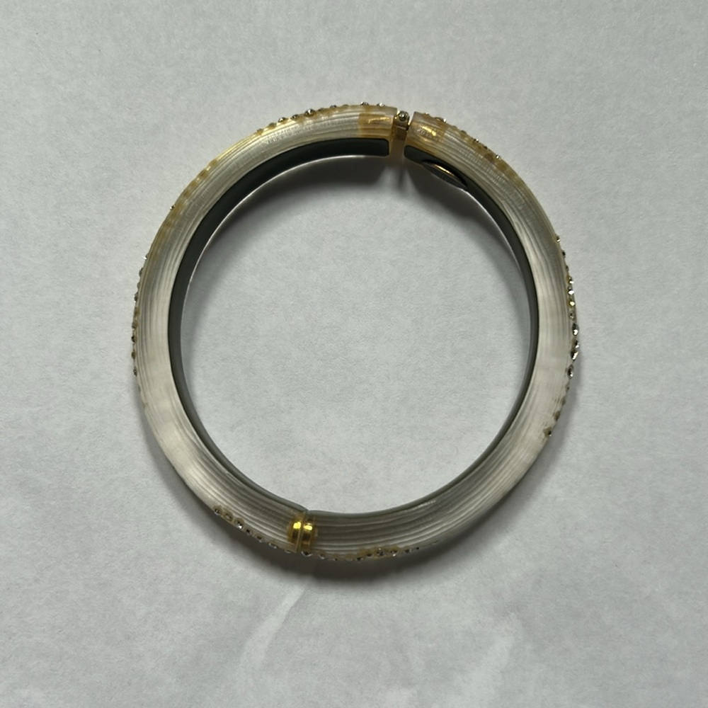 Alexis Bittar Yellow Lucite Crystal Dust Hinged Bracelet - Picture 5 of 8
